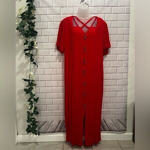THE AVENUE women’s short sleeve button down maxi red dress /size 18